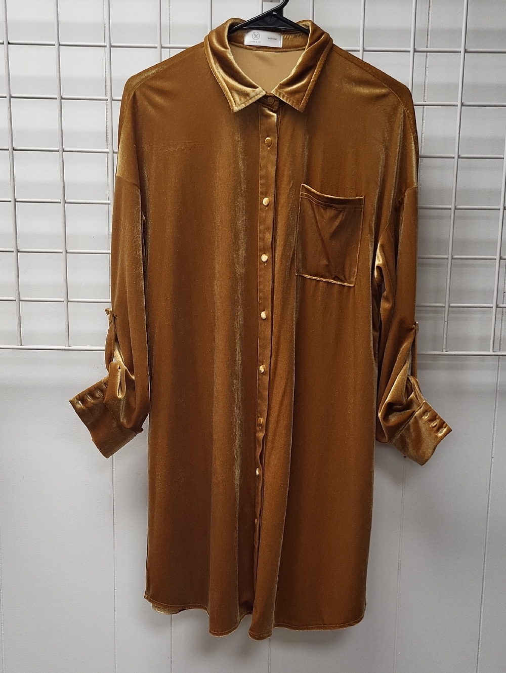 LIAM AND CO. Dark Marigold VELVET BLOUSE, SIZE M